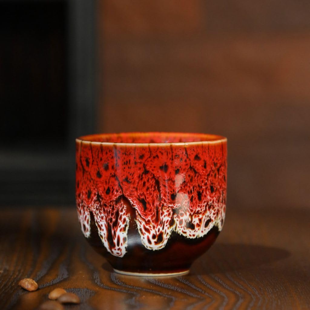 3 sztuki ceramicznych filiżanek do herbaty, szkliwionych, zmieniających kolor w piecu, chińskich japońskich filiżanek do herbaty, zestaw 3 filiżanek do herbaty Gong Fu do biura, domu i dla miłośnikó