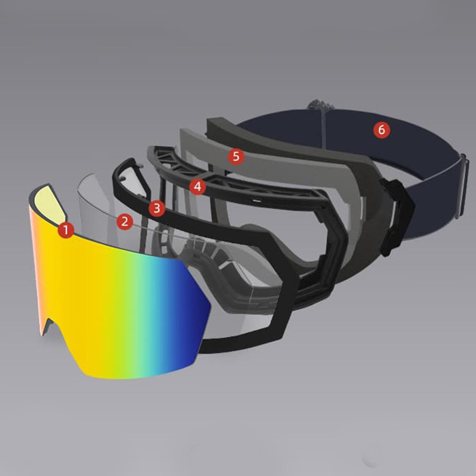 Occhiali da sci – Occhiali da neve antinebbia con lente a doppio strato, protezione UV antivento occhiali da sci per comodo cinturino regolabile Snowboard Eyewear, 18,5 x 9,3 x 4 cm