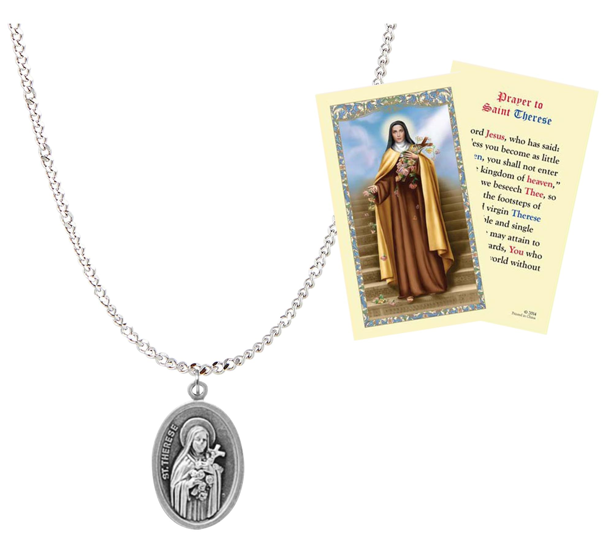 St Therese Of Lisieux Medal-St Therese Medal with 18 Inch Chain