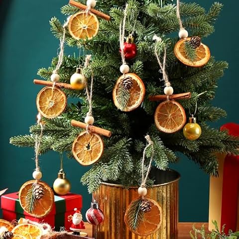 Knitgrip 36 Set Christmas Dried Orange Slice Ornaments Natural Orange Slices Cinnamon Pinecones Set Unique Craft Ornaments Bulk for Xmas Tree Holiday Farmhouse Rustic Decor Indoor Cover
