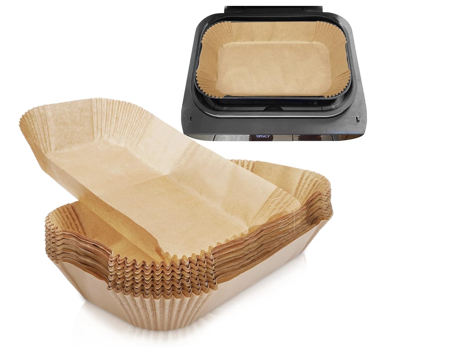 Air Fryer Liners Disposable 11x6 inch for Ninja Foodi Smart XL 6-in-1 Indoor Grill 100Pcs Rectangular Parchment Paper