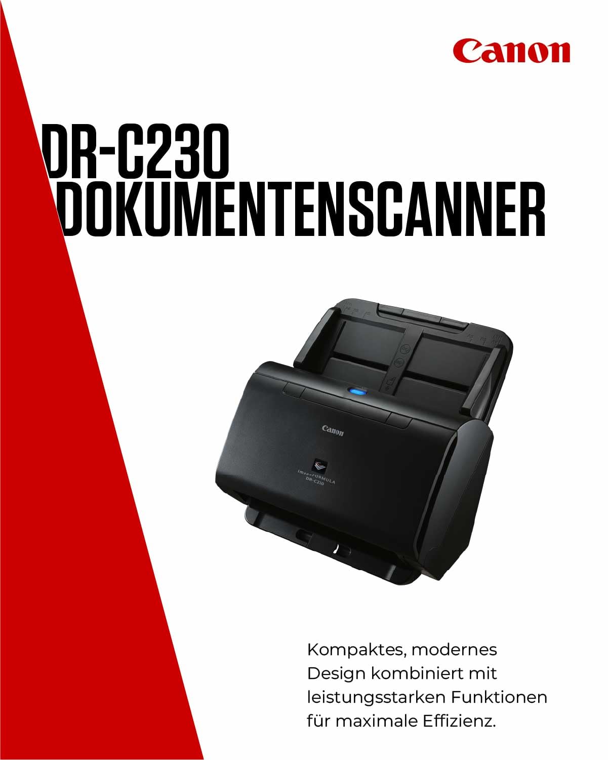 Canon imageFORMULA DR-C230 Scanner | Dokumentenscanner | Duplex Scanner mit Einzug für Homeoffice & Büro mit USB | 60 Blatt Einzug | Bis zu 30 Seiten pro Min | Canon CaptureOnTouch Software