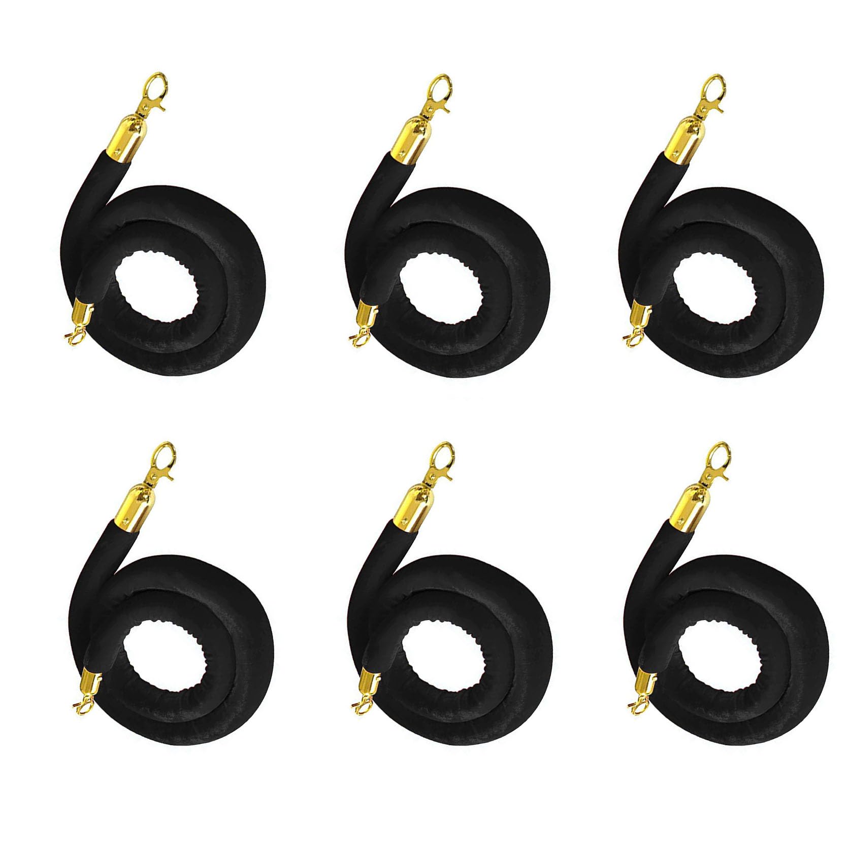 Lot de 6 cordes torsadées pour poteaux de guidage avec mousquetons de haute finition