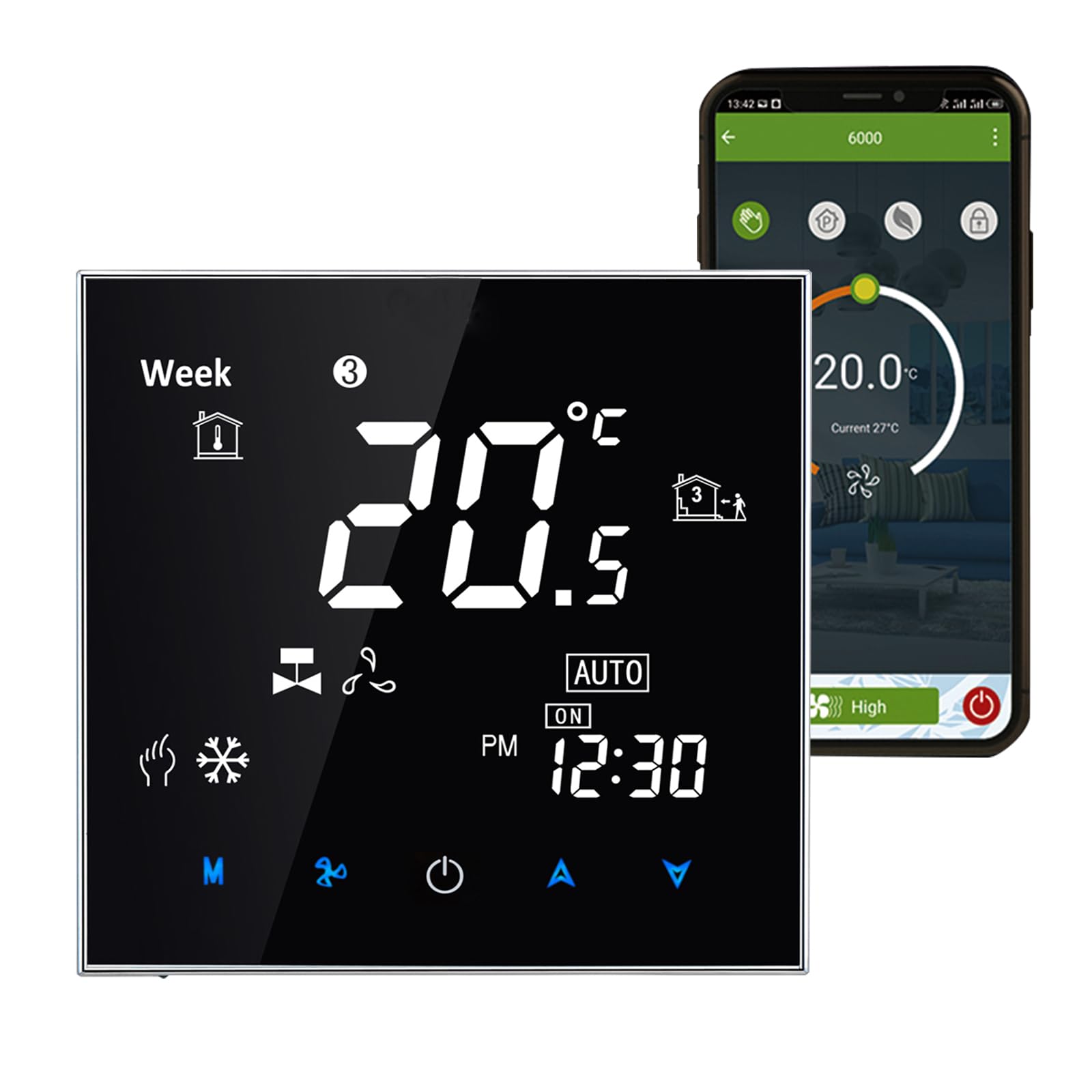 Termostato inteligente WiFi controlador de temperatura con 4 tubos, aplicación Smart Life, funciona con Alexa Google Home, 95 ~ 240 V CA