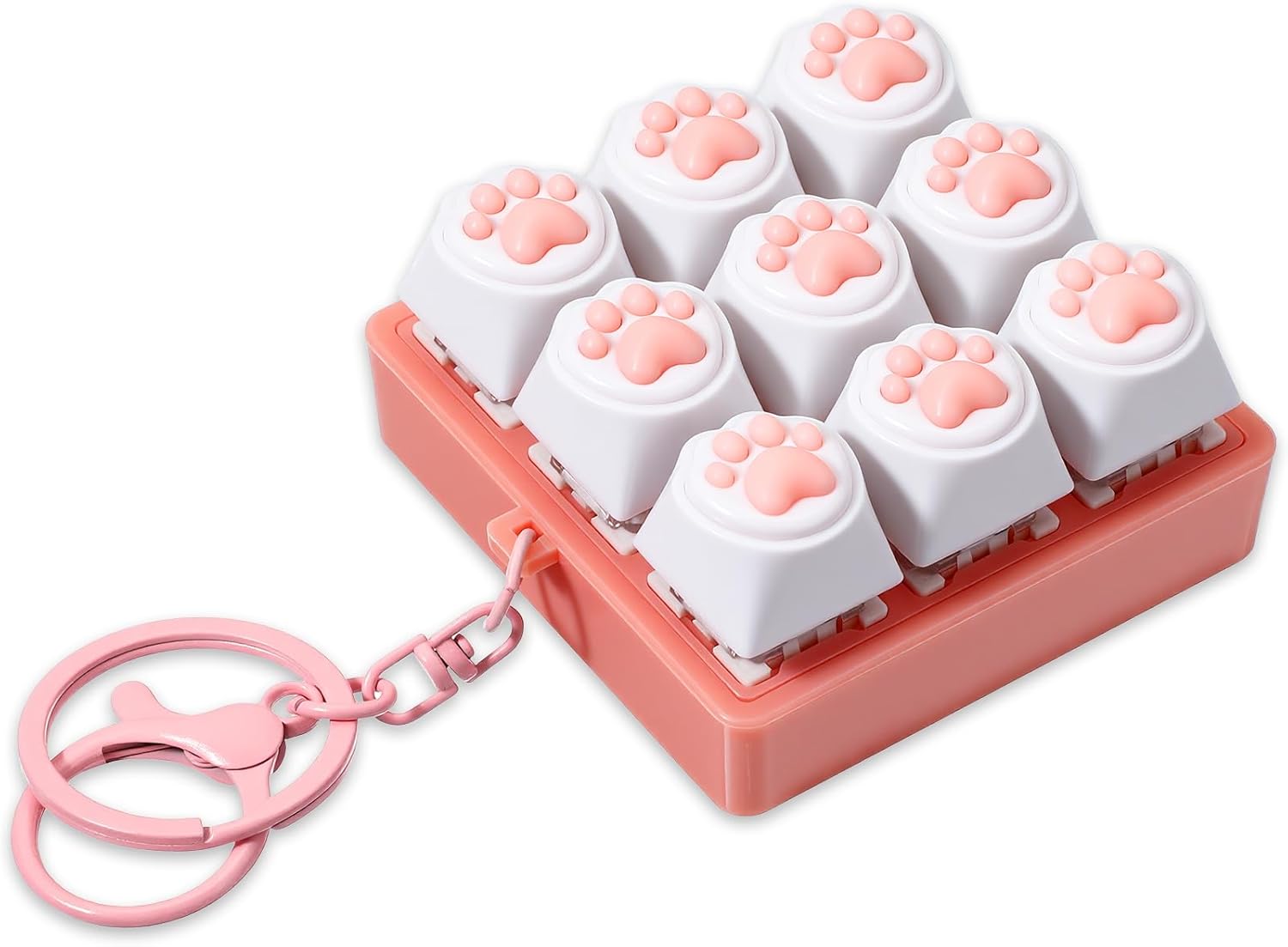 Keyboard Fidget Toy Fidget Clicker 9-in-1 Decompression Keychain Toys Anxiety Keyboard Keychain Gift for Office Travel Adults to Relieve Stress Pass Time