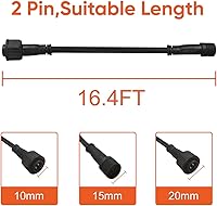 Vista 3 de TINSUM Cable de extensión solar 5m16.4 pies cables extensores cables dos núcleos con enchufe impermeable IP65 para solo para iluminación TIMSUM
