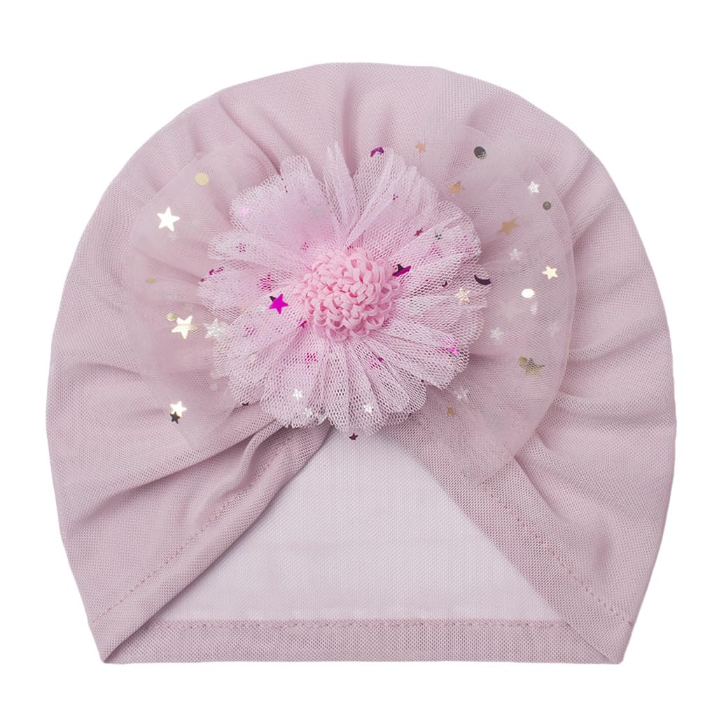 syga Baby Turban Bow Flower Mesh Cap, Lightweight Toddler Beanie for Summer, Breathable Headwear for 0 to 4 Years - Unisex-picture-50