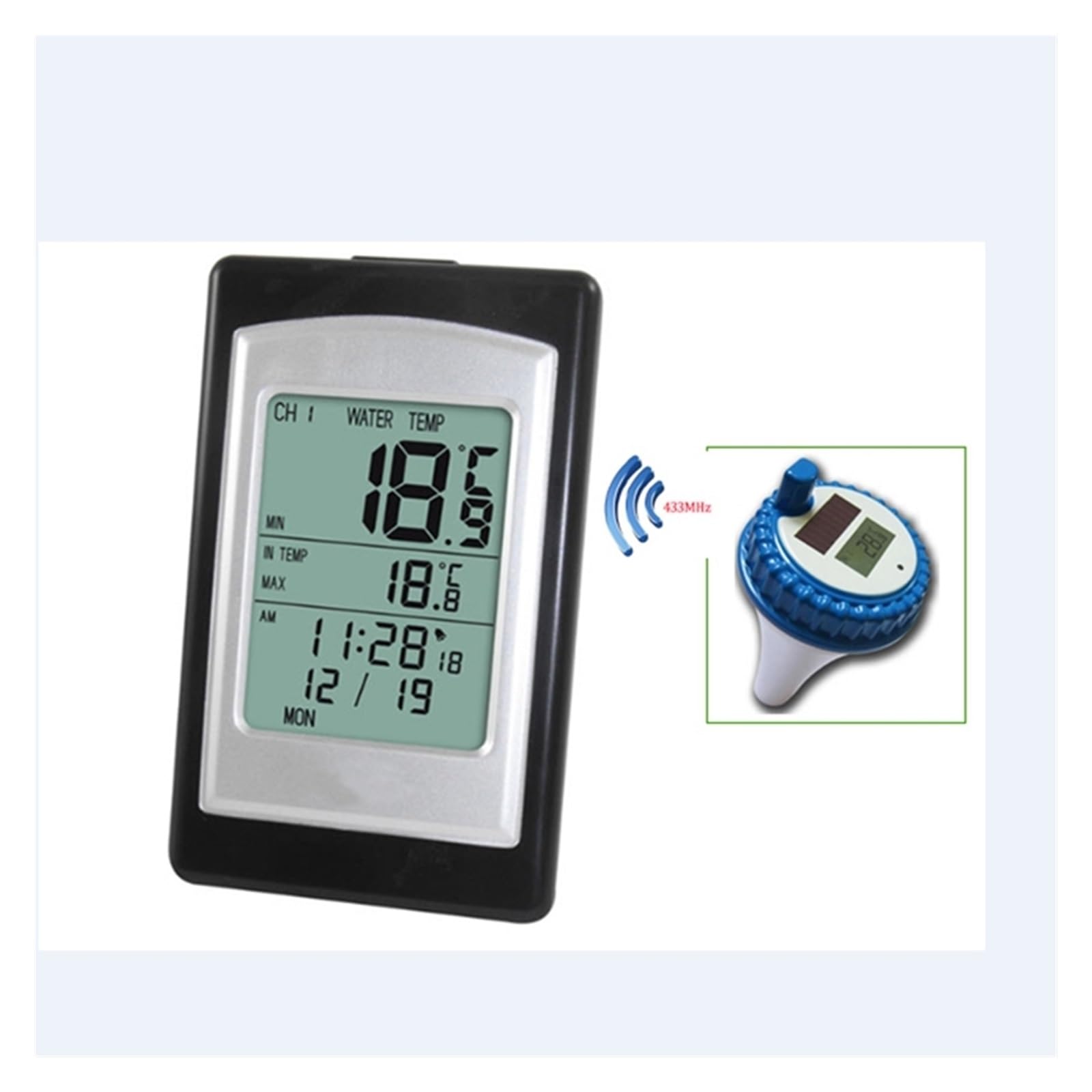 Termometro elettronico Galleggiante Wireless ad energia Solare for Acqua, Bagno, Piscina, Spa, Monitor LCD della Temperatura, IP67 Impermeabile(WS42)