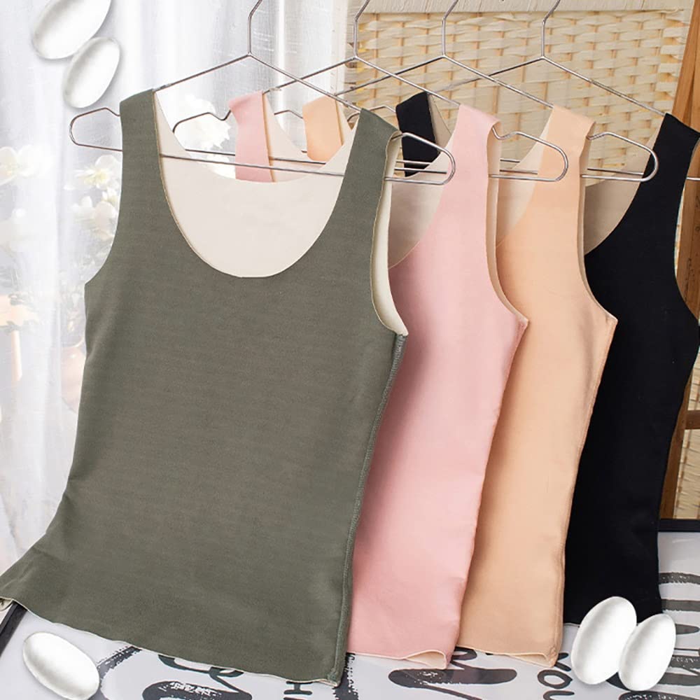 Bezszwowa kamizelka damska Velvet Silk Warm Top Bielizna termiczna Jesień i zima Miękka ciepła kamizelka damska Camisole (kolor: zielony, rozmiar: 40-55 kg) (skóra 40)