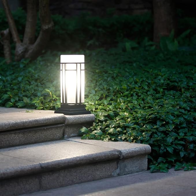 SHUANGZ Waterdichte Paallamp Armatuur Voor Buitenverlichting Villa Stigma-lamp Voor Patio Porch Garden Koplamp Met Vierkante Muurpilaar Garden Wharf Dekverlichting Vierkante Omheining Buitenzuillamp SHUANGZ photo 2