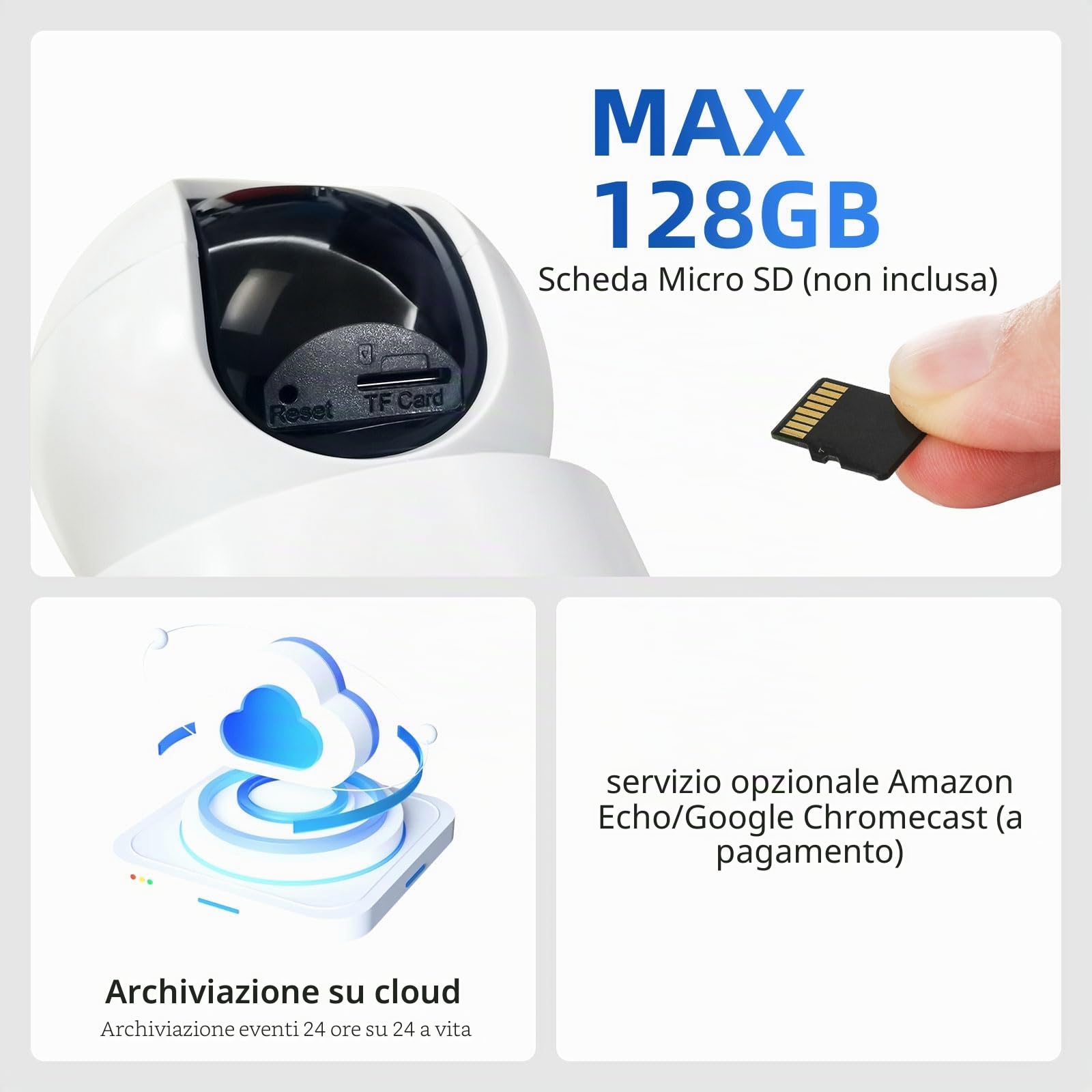XNY Telecamera Wi-Fi Interno 2MP Tuya Smart Life, 1080P Pan/Tilt Videocamera Sorveglianza, Audio Bidirezionale, Visione Notturna, Rilevamento di Movimento, Notifica in Tempo Real