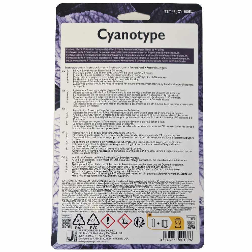 Set di Cyanotype Jacquard: contenente ferricianuro di potassio e citrato di ammonio ferrico per stampa solare fotografica su tessuto, blueprint blu su carta
