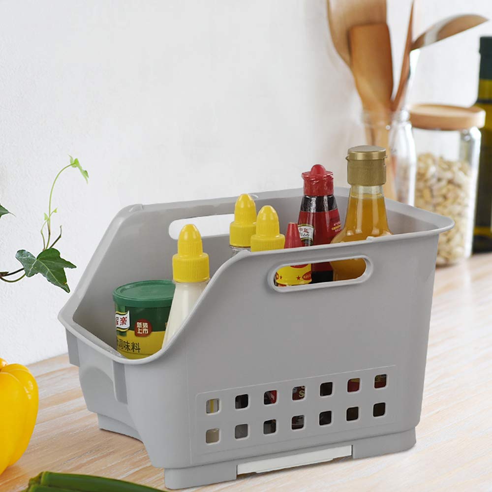 Bblie 3 Ripiani Cesti Impilabili Da Cucina, Grigio Cassetta Pieghevole In Plastica Scatola Di Plastica
