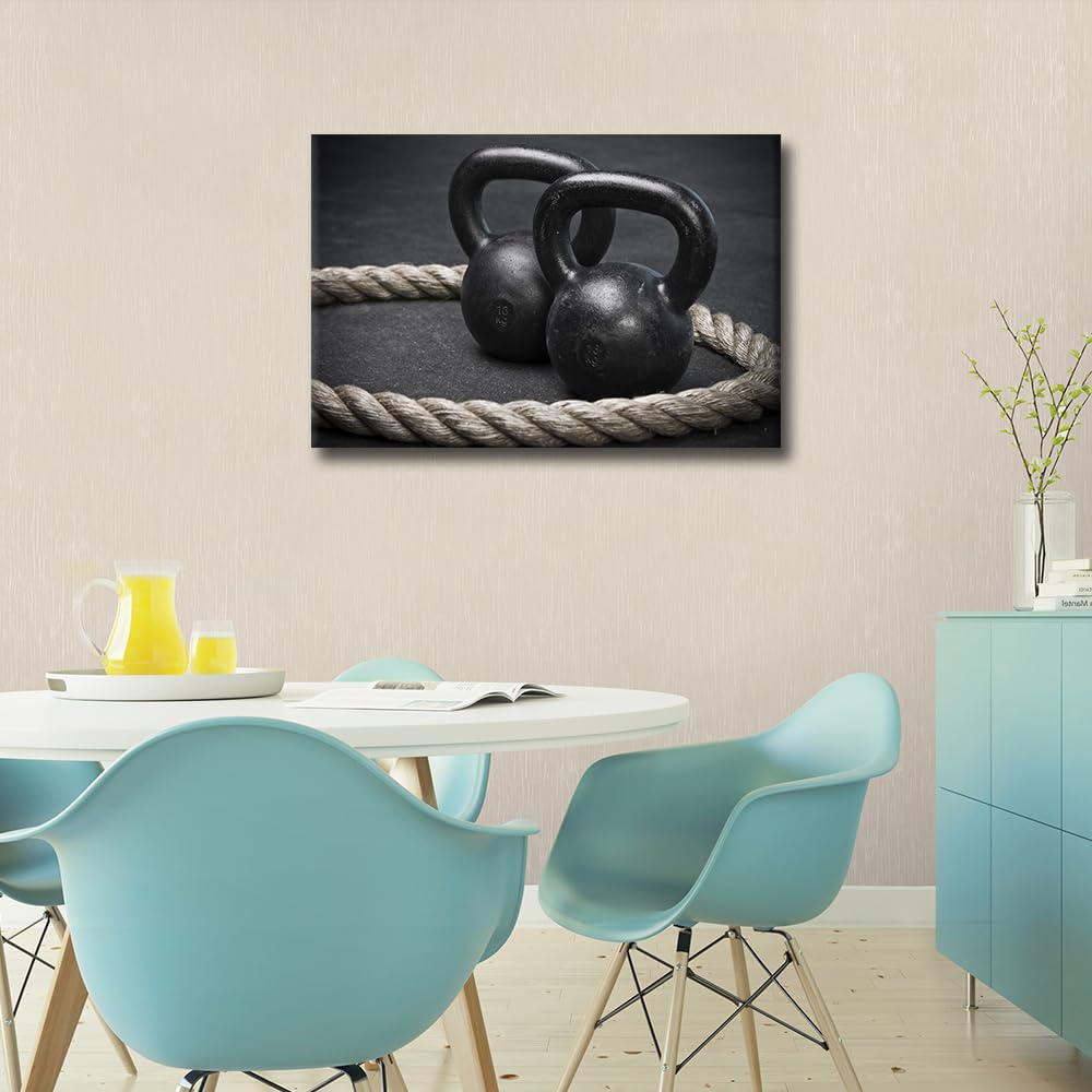 Dumbbells Canvas Wall Art for Bedroom Fitness Bodybuilding Wall Paintings for Living Room Gym Training Office Modern Wall Art Pictures Print On Canvas Giclee Framed Ready to Hang - Image 3