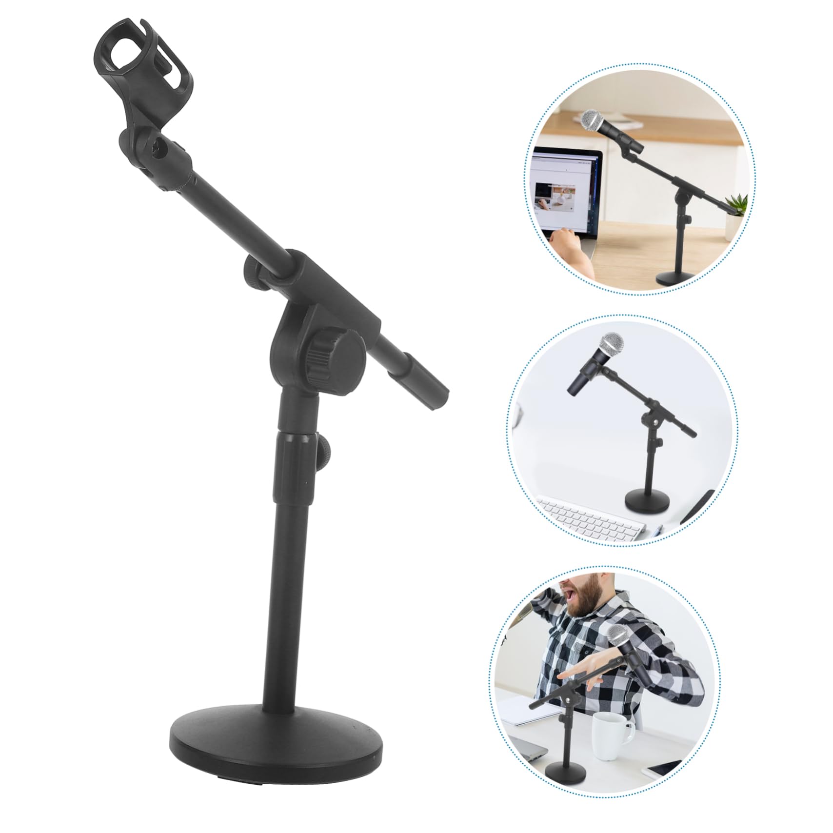 Teleskopischer Mikrofonständer Desktop mit Metallbasis und Verstellbarer Höhe Stabiler Mikrofonhalter für Podcasting Musikaufnahme Gaming und PC Anwendungen