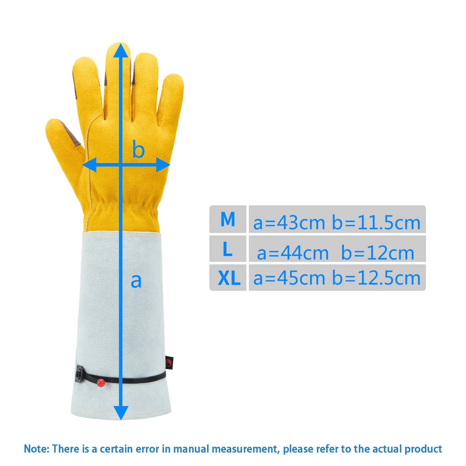 Leder Handschuhe mit Extra Langem Unterarm Schaft Arbeitshandschuhe Verstellbarer Handgelenk Gartenhandschuhe Dornensichere und Stichfeste