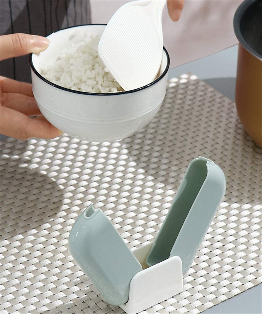 ANAB GI Kitchen Rice Spoon Storage Rack Plastic can Automatically Open and Close The Rice Spoon with Box dust Cover Set Home Rice Spoon,Kitchen Tools Household Gadgets. Colour- Pink,Gray (Pack-1) 3