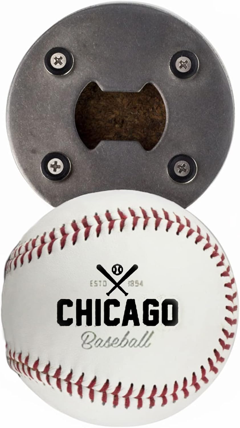 Chicago WS Bottle Opener, Made from a real Baseball, The BaseballOpener, Cap Catcher, Fridge Magnet