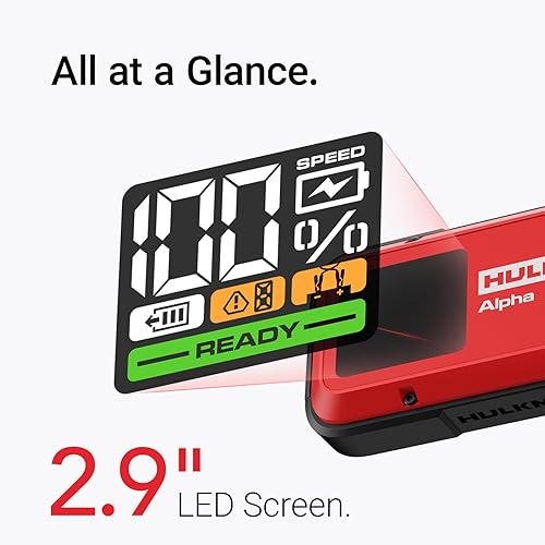 Miniatura 3 de Hulkman Alpha Ultra Red, 1250A 44.4Wh Jump Starter, potencia sin el volumen, arrancador de batería de automóvil y caja de salto con pantalla