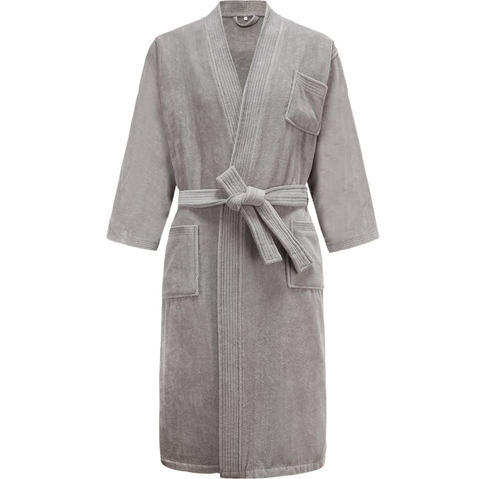 TIANQIHAO Mens Bathrobe Towel Terry Cloth Adult Women'S Soft Cotton Terry Cloth Bathrobe Velour Spa Robe,Gray-Medium