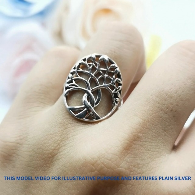 Tree Of Life Ring – Solid 925 Sterling Silver Family Band, 3-14 Sizes, Simple Plain Design - View #14