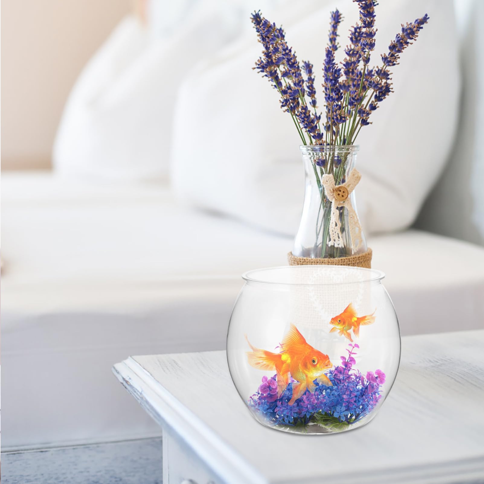 TOYANDONA Transparentes Fischglas aus Kunststoff Dekorativer Aquarienbehälter für Goldfische und Kleine Tiere Tischdeko für Wohnzimmer und Büro Hochwertiges Langlebiges Design für Pflanzen