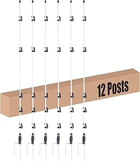 60'' Fiberglass Electric Fence Posts with Double Spikes for Animals, Garden Protection, etc. - 12 Posts Come with 60 Clips