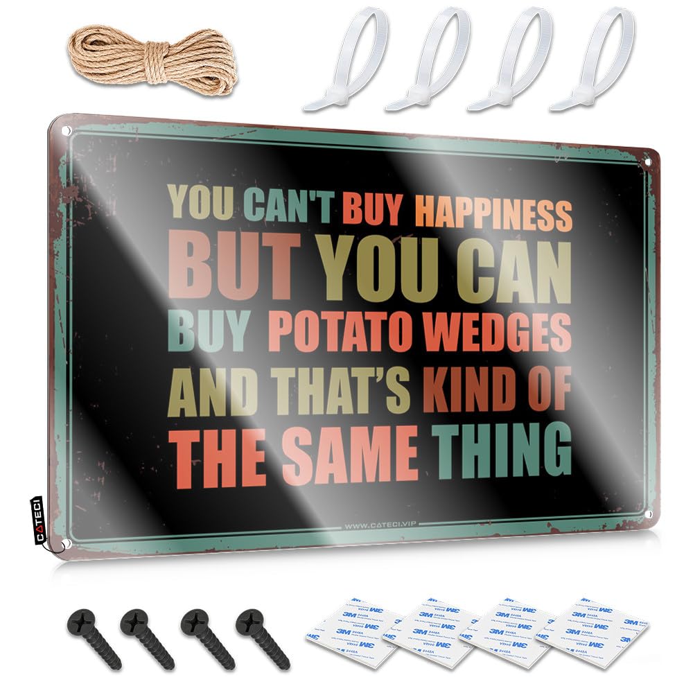Fzfn Colour You Can't Buy Happiness But You Can Buy Potato Wedges Beer Garage Hanging | Americana Decor Sweet Vintage Metal Wall Decor(30X40cm)