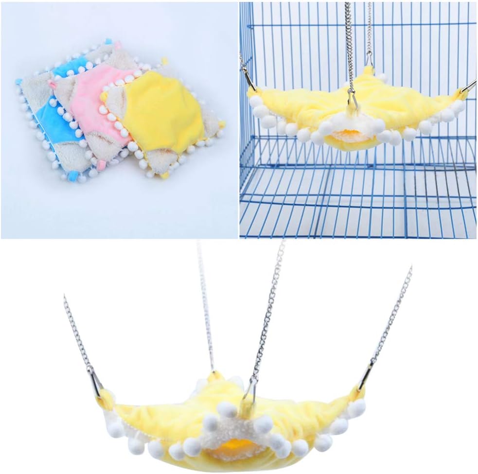 POPETPOP Ferret Hammock-Pet Hammock Swing Snuggle Sack for Hamsters Rats Suger Glider Squirrels,Fleece Hammock Napping Bed Pocket Yellow-Size L