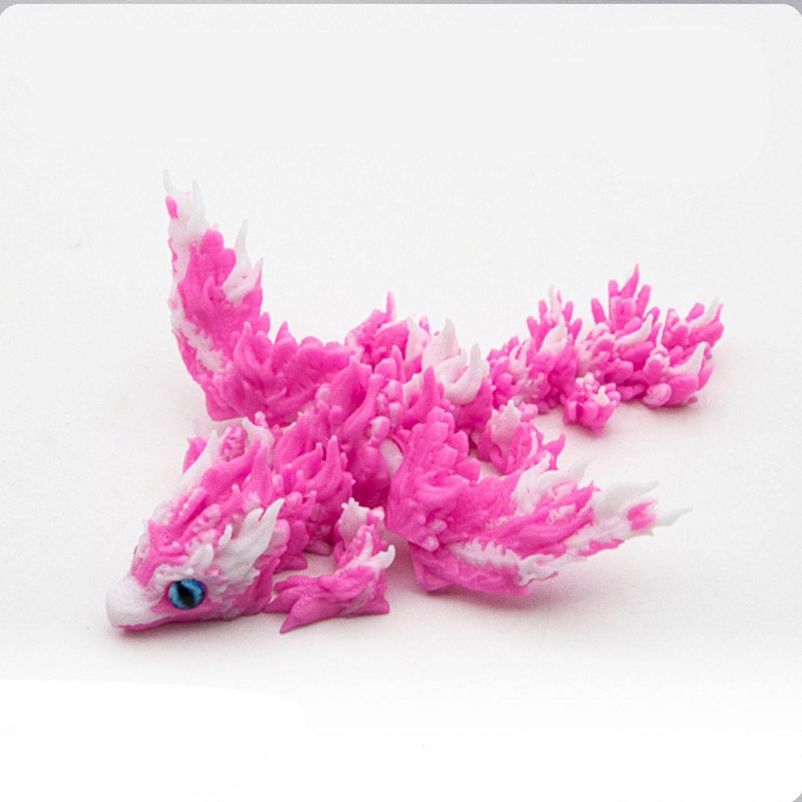 Binvin 3D Printed Dragon with Wings Flying Dragon,Articulated 3D Dragon Toys, 3D Printed Toys Dragon，Dragon Fidget Toy Fidget Dragon (Pink White)