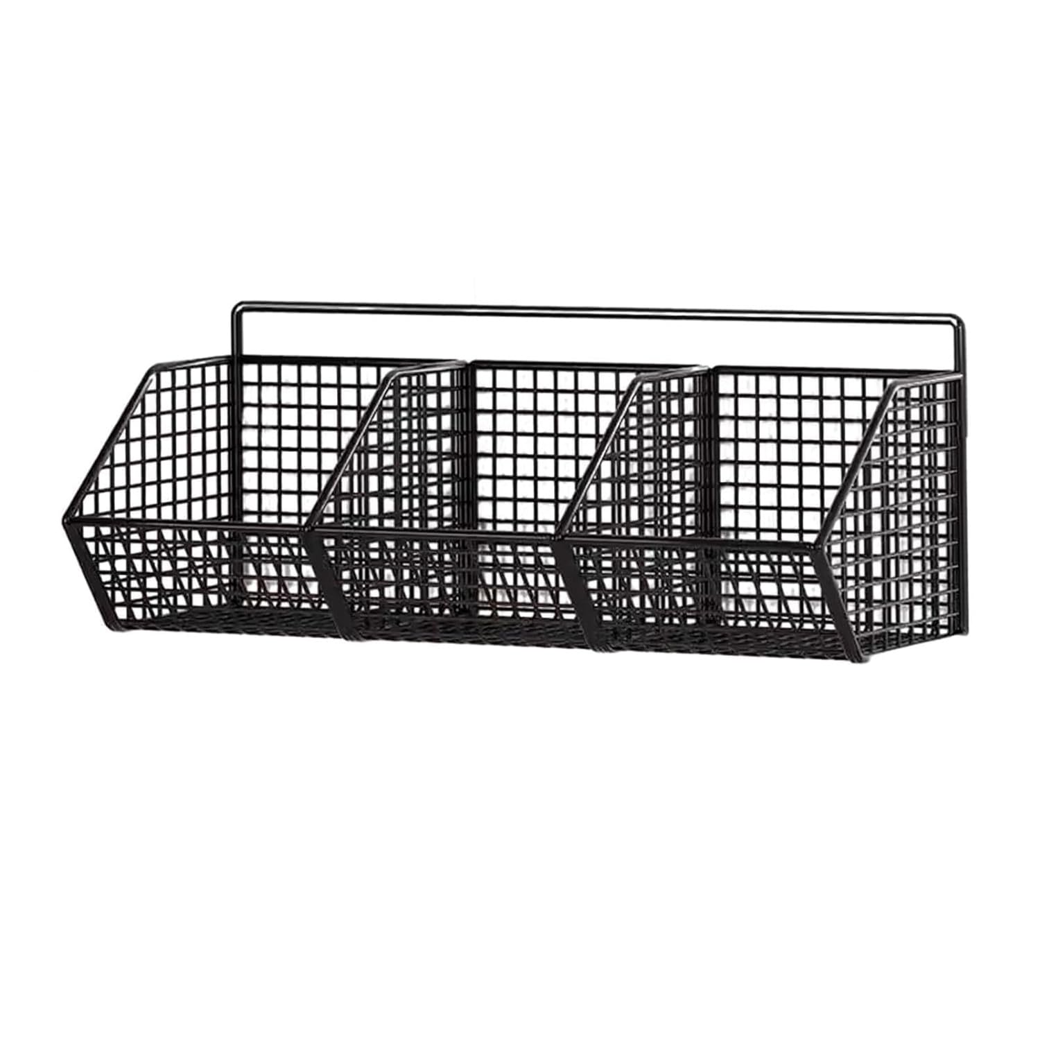 Wall Mount Metal Wire Storage Basket 3 Grid Black PACK OF 01 | Kitchen Rack Organiser, Heavy Duty Hanging, Pantry & Bathroom Use, Fruits & Vegetables, Home Organisation-image-26