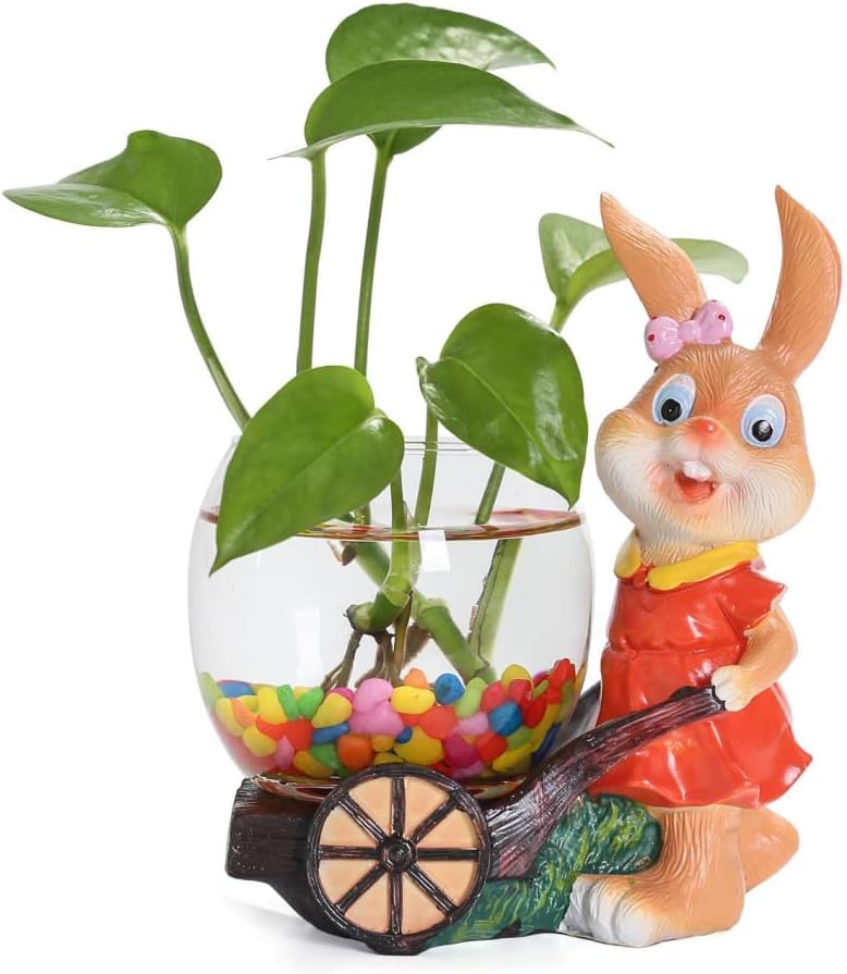 Yhwocd Desktop Glass Planter Hydroponics Vase,Rabbit