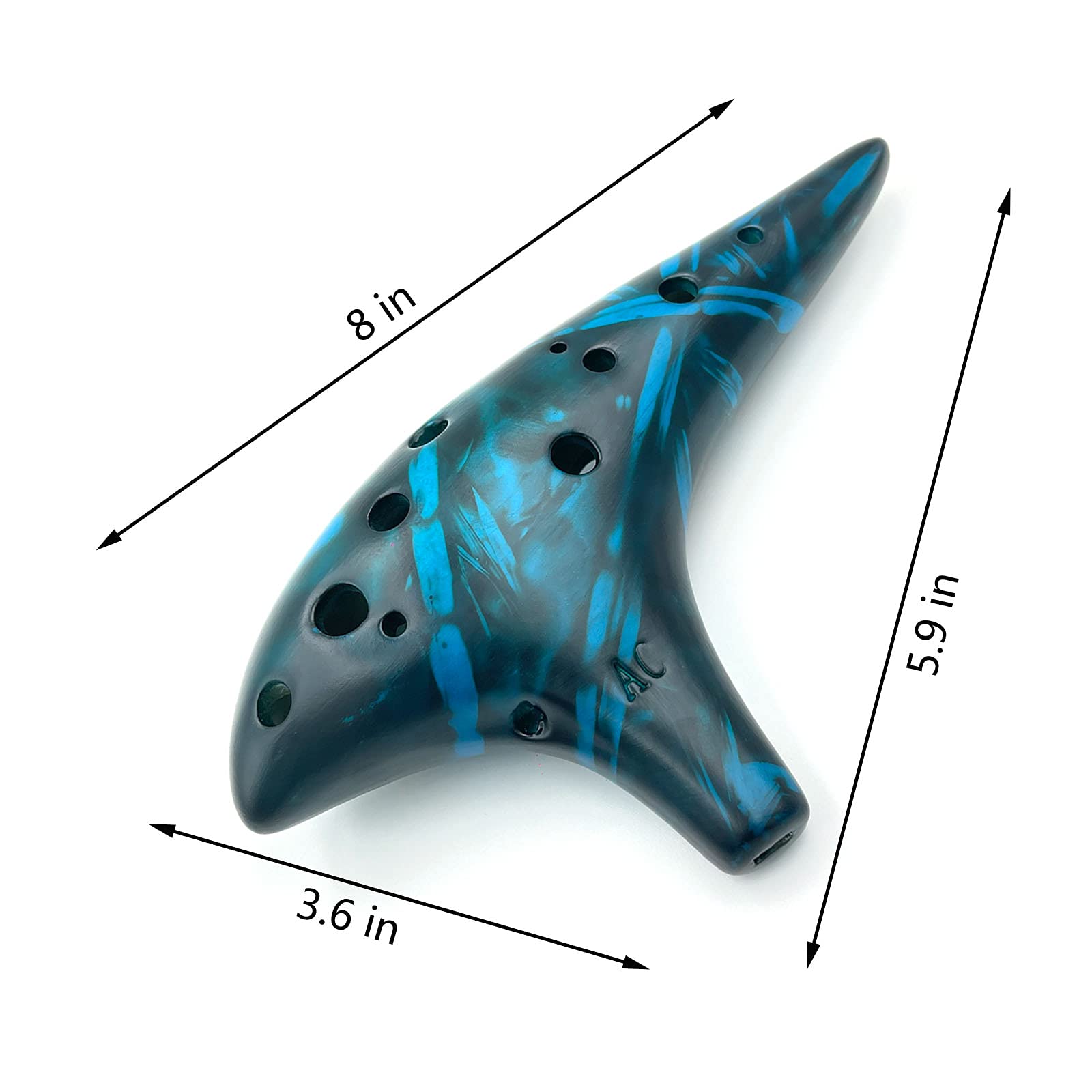 Ocarina - Ocarina, 12 fori, in ceramica affumicata, strumento musicale, regalo per bambini e adulti con tracolla per il collo