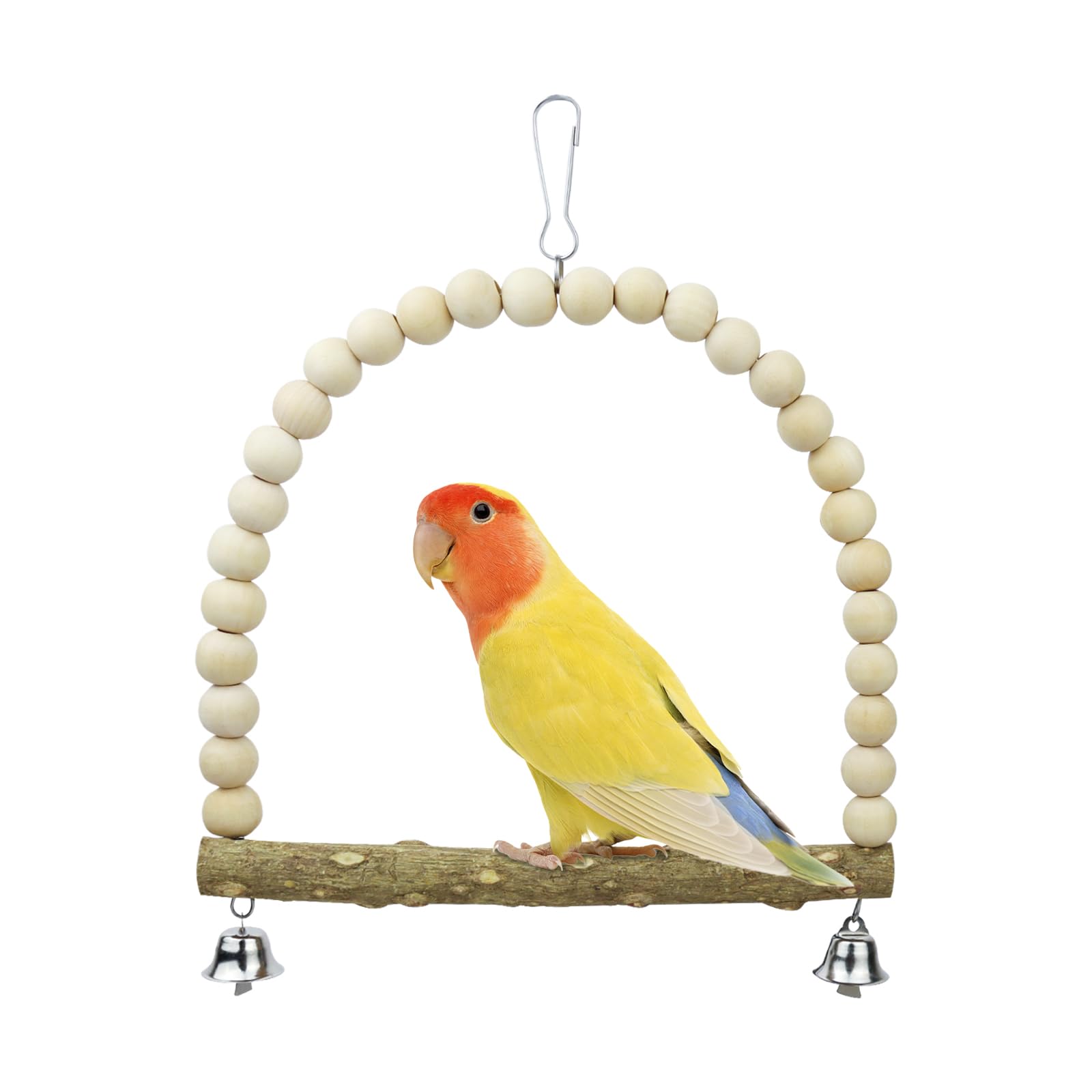 LuckyOpt Bird Swing, Cage Hanging Toys Bird Toys with Perch Stand and Bell