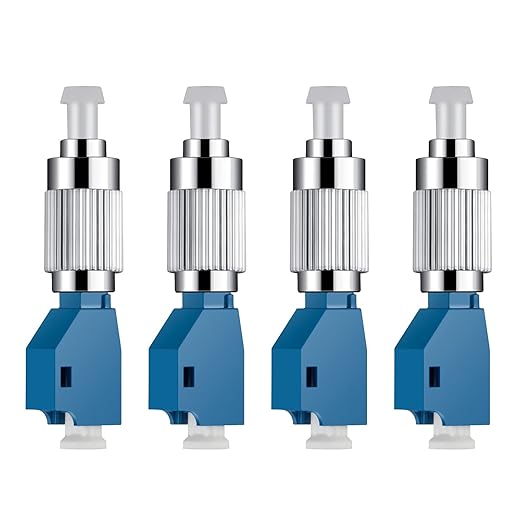 4Pcs Visual Fault Locator Fiber Adapter, Fiber Optic Connector, Single Mode 9/125um FC Male to LC Female Hybrid Optical Fiber Convertor Adapter Compatible with Optical Power Meter Visual Fault Locator