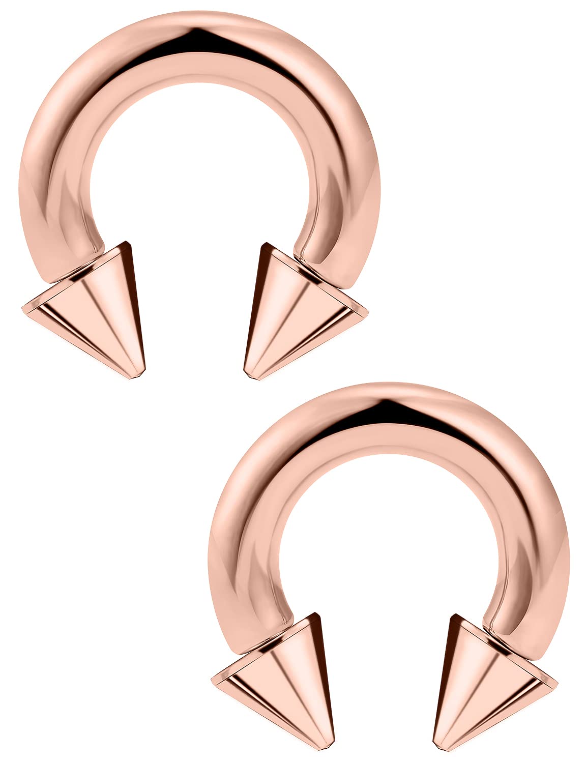 FtovosyoPA Ring Internally Threaded Spike Circular Barbells Horseshoe Rose Gold Large Septum Ring Ear Gauges Earrings 2G 4G 6G 8G 12mm/16mm Surgical Steel Pierced Body Jewelry for Women Men