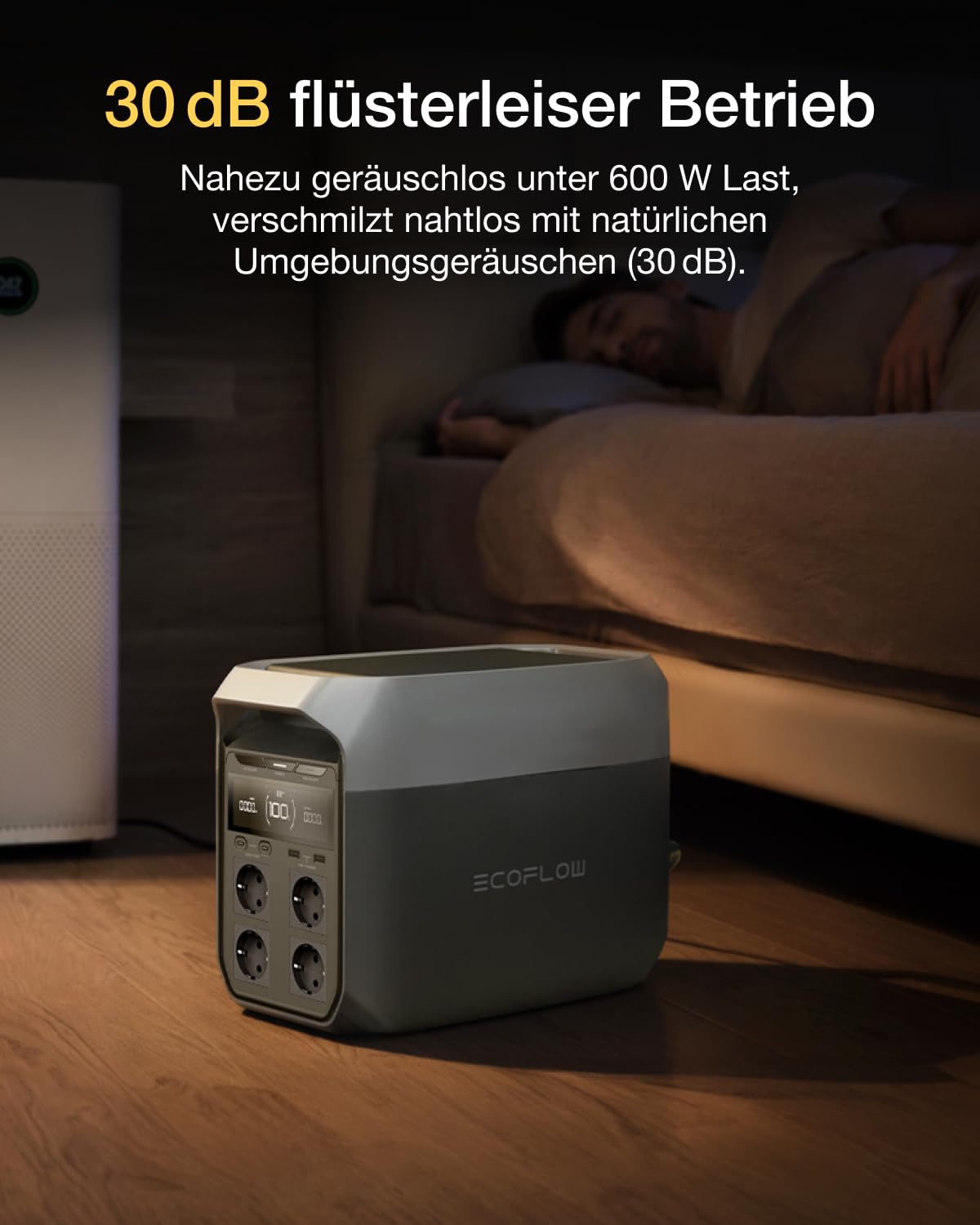 EF ECOFLOW DELTA 3 Tragbare Powerstation, 1 024 Wh Solargenerator, LiFePO4-Batterie, Schnellladung von 0-70% in 30 Min., erweiterbar auf 5 kWh, für Zuhause, Camping und Reise