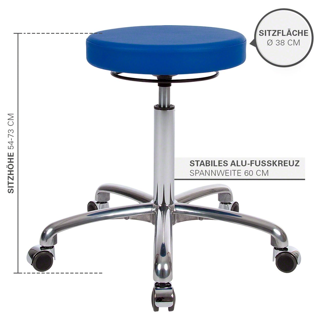 Sport-Tec Drehhocker Exklusiv mit Komfort-Polster und Rollen, Rollhocker Arbeitshocker