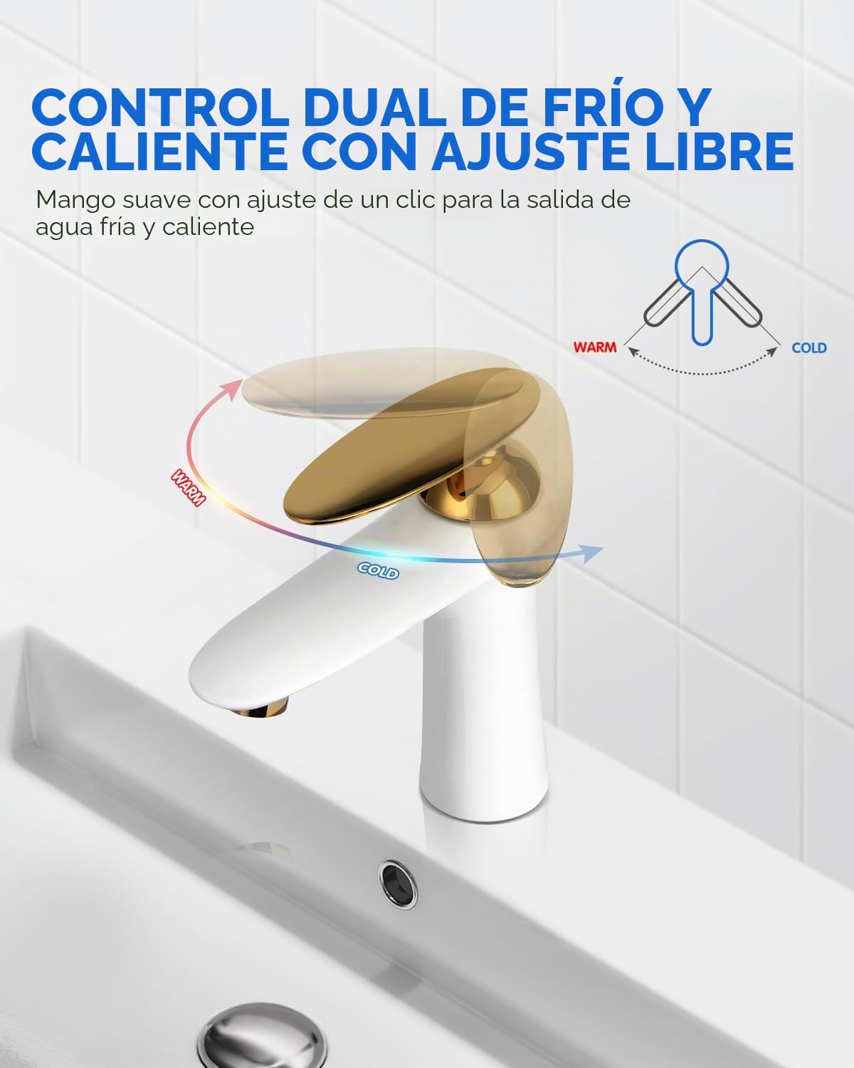 Grifo de Baño,Ggrifo Lavabo Dorado Grifo de Lavabo de Latón Antiguo,Grifo de Agua Caliente y Fría Mezclador Fregadero