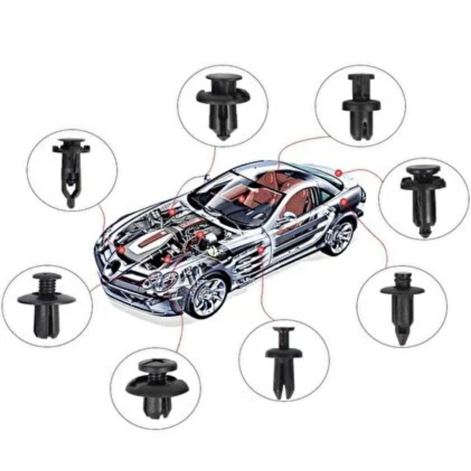 BUFFER 630 Parça Oto Trim Klips Seti, Panel Kapı Döşeme Tampon Pervaz için Evrensel Raptiye Bağlantı Elemanları, Sökme Takma Aletleri ile