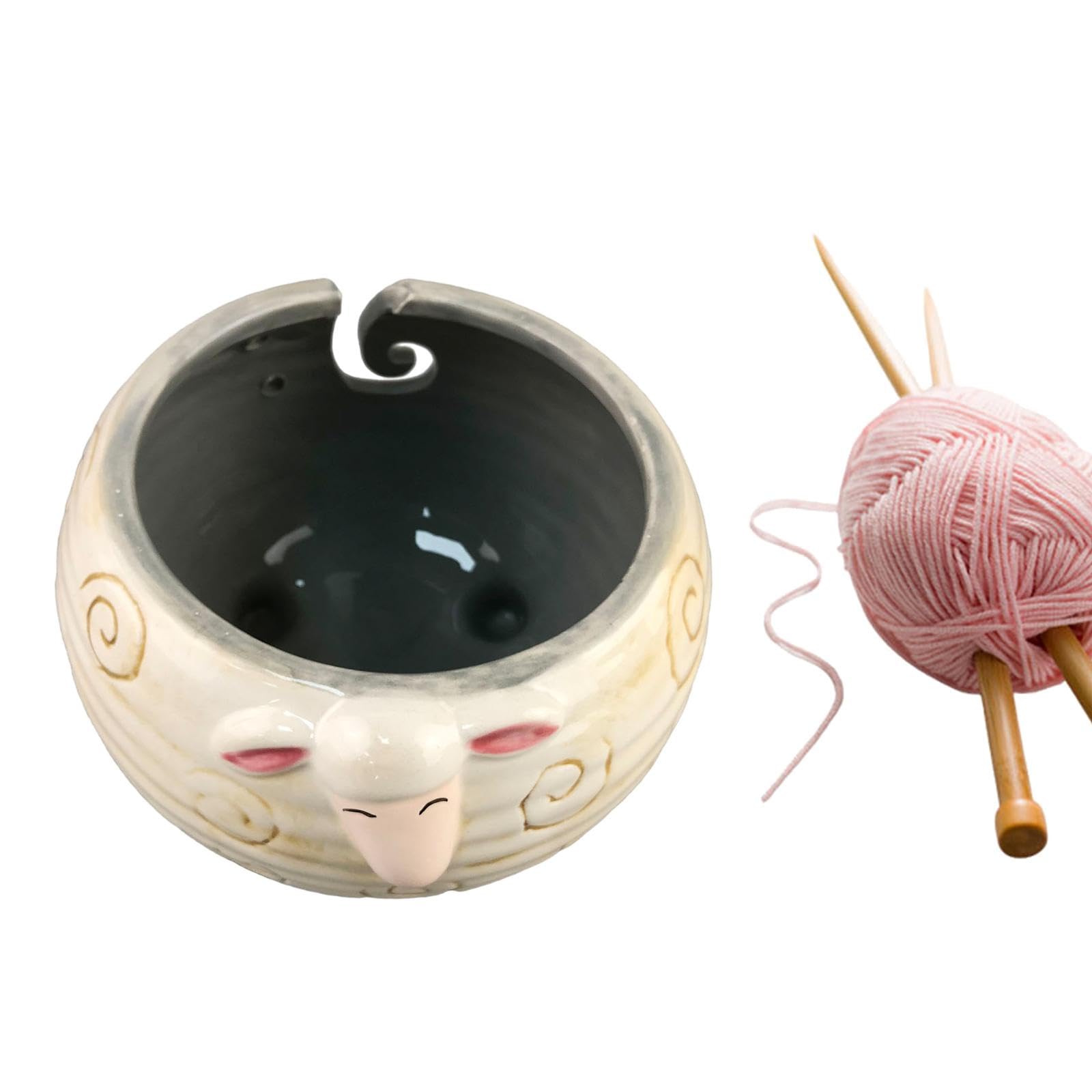 Yarn Bowl Knitting Bowl Home Storage Yarn Holder Yarn Wool Knitting? with Drills Holes Accessory Crochet Storage Bowl