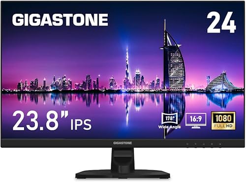 Gigastone Monitor de luz trasera LED IPS de 24 pulgadas, 75 Hz, FHD 1920 x 1080, 1080P 178  de visión amplia sin marco, monitor de computadora sin disponible en Yaxa Colombia