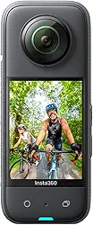 Insta360 Câmera de ação X3-360 com vídeo HDR ativo 5,7K 360, câmera de lente única 4K, impermeável, estabilização FlowState, tela sensível ao toque de 2,3 polegadas, edição de IA, para motocicleta,