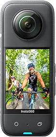 Insta360 Câmera de ação X3-360 com vídeo HDR ativo 5,7K 360, câmera de lente única 4K, impermeável, estabilização FlowState, tela sensível ao toque de 2,3 polegadas, edição de IA, para motocicleta,