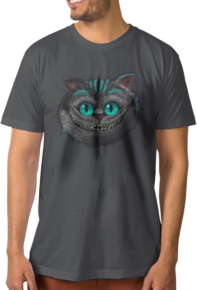 NCKG Men's Cheshire Cat Smile Face Short Sleeve Teesi, Color DeepHeather, Size XXL