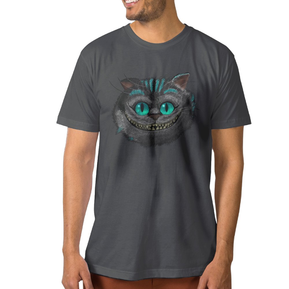 NCKG Men's Cheshire Cat Smile Face Short Sleeve Teesi, Color DeepHeather, Size XXL