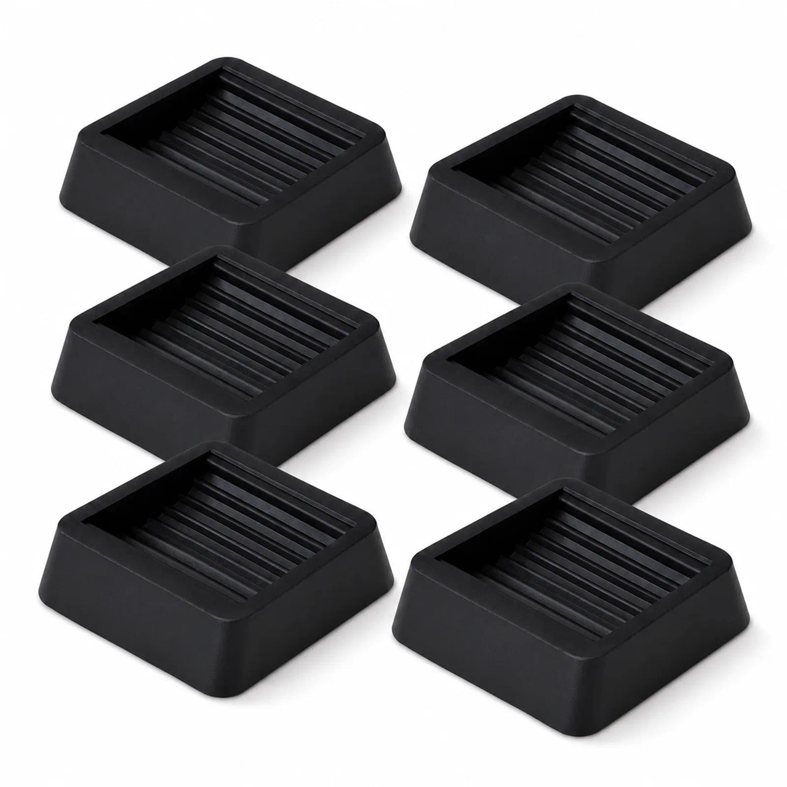 6 Pack Castor Cups Furniture Cups Bed Wheel Stoppers for Wooden Floors, Non Slip Rubber Coasters Floor Protectors for Chairs Sofa Desk (3 x 3 in)