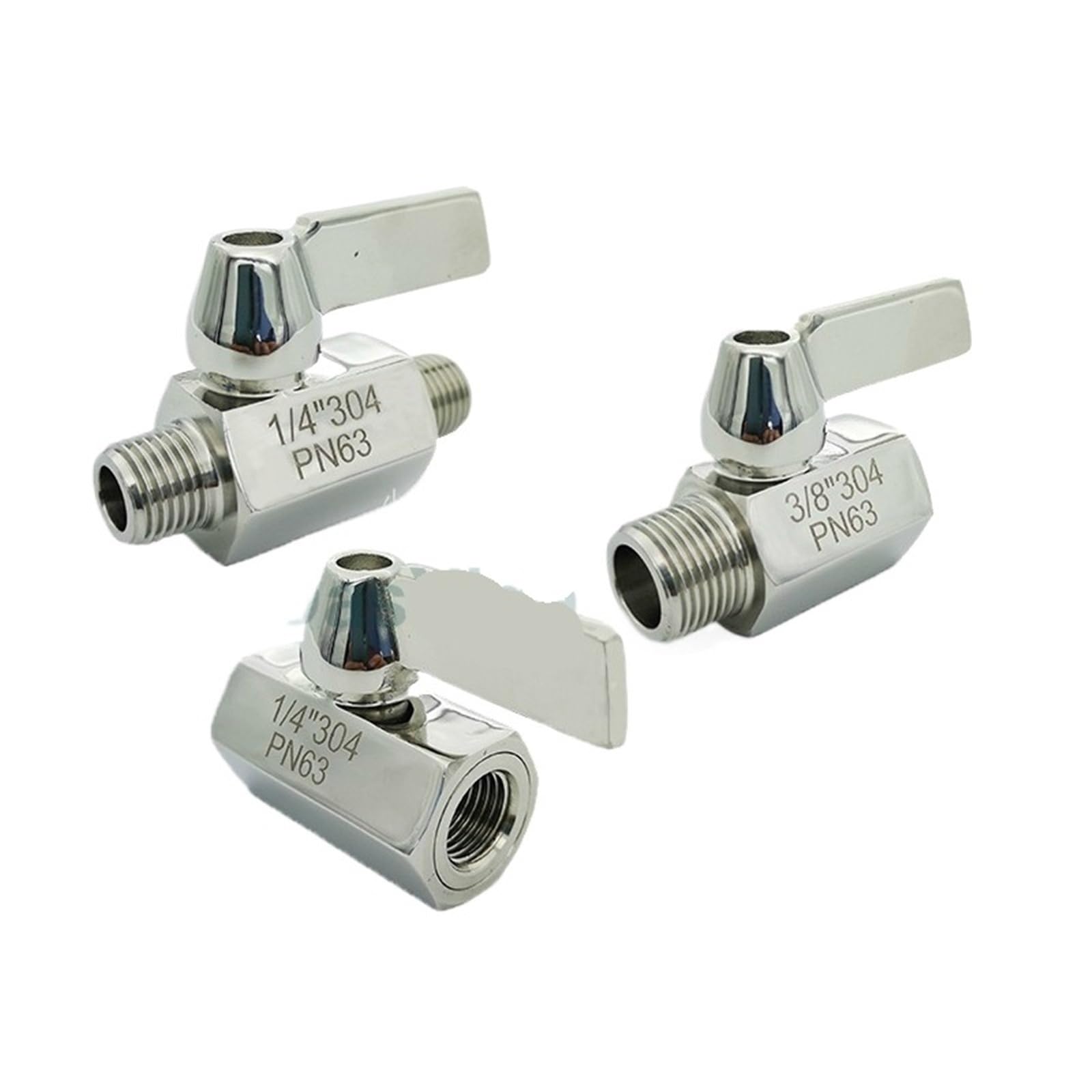 Mini vanne à sphère F/F 3/8 Pouce en inox 304 pour tuyauterie d'eau et huile