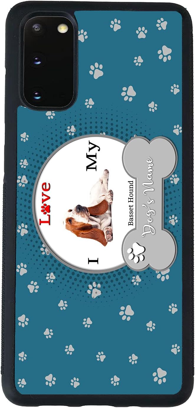 Bleu Reign Personalized Phone Case for Samsung Galaxy I Love My Dog Basset Hound, s21-24, A23-55, Flip/Fold (Add Custom Name)