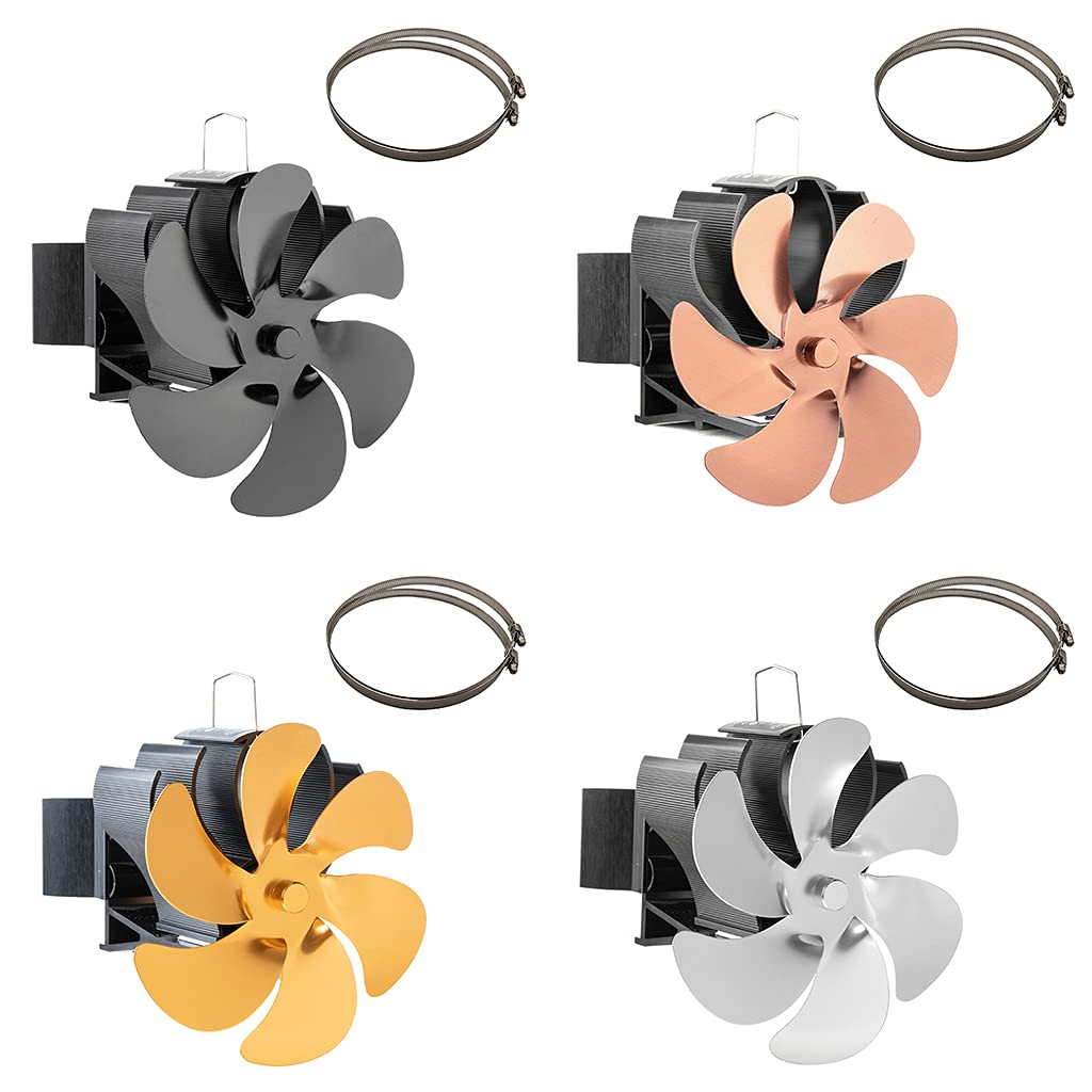 Ventilador eficiente para hogar, 6 aspas para estufa de leña, pellets de, distribución de calor, chimenea silenciosa
